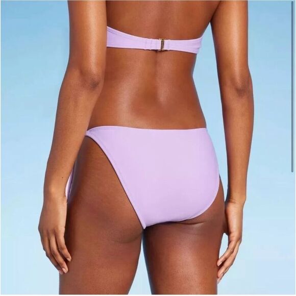 Wild Fable Purple Lavender Low Rise High Cut Cheeky Swim Bikini Bottoms Large - Picture 2 of 5